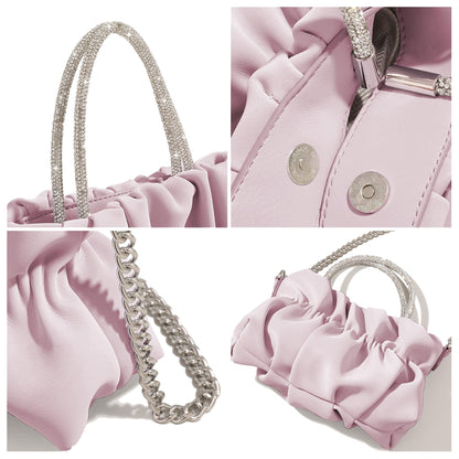 Mini PU Rhinestone Handle Soft Leather Handbags Crossbody Bag
