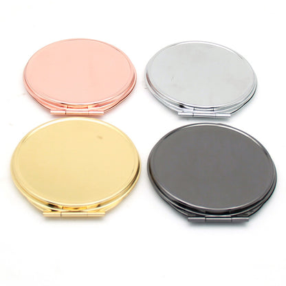 Round Metal Foldable Cosmetic Mirror Compact