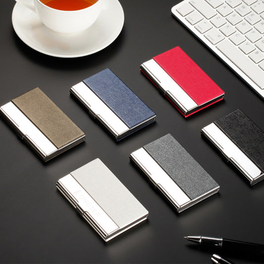 Stainless Steel Business Card Case W/Fabric