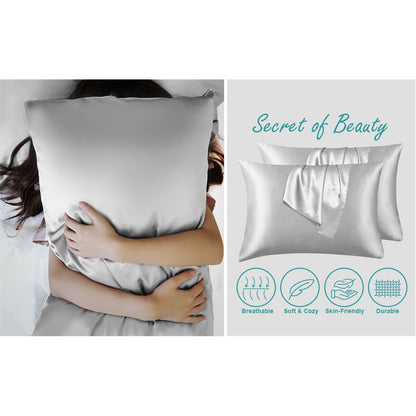 20 x 30 Inch Premium Square Satin Silk Throw Pillowcase - Envelope Closure
