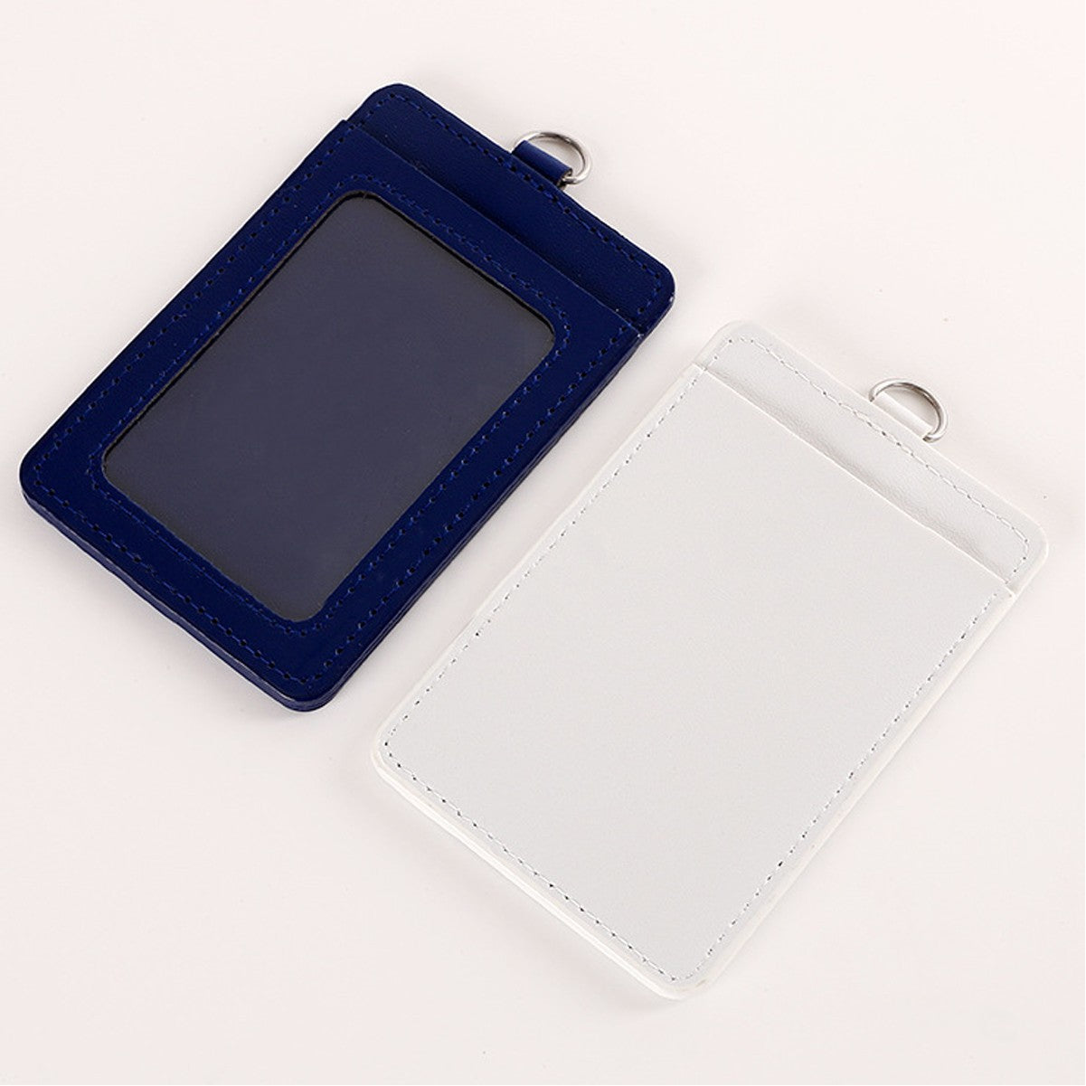 PU Leather ID Badge Card Holder With Lanyard