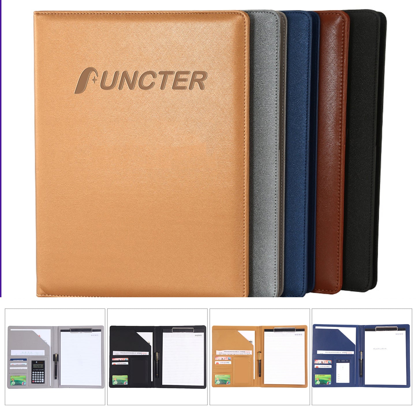 PU Leather Binder, Portfolios Padfolio Binder, Multi functional Business Folder