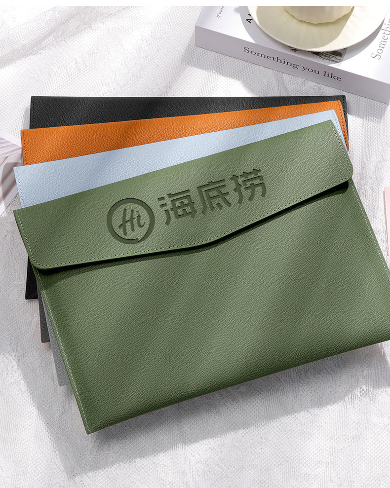 A4 Lichee Pattern Portfolio Envelope Case File Bags Document Holder with Snap Closure