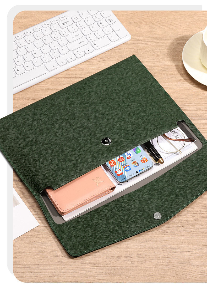 A4 Lichee Pattern Portfolio Envelope Case File Bags Document Holder with Snap Closure