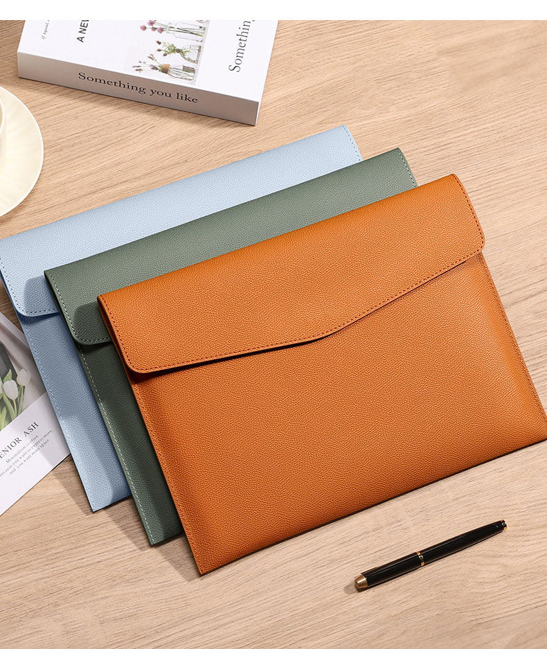 A4 Lichee Pattern Portfolio Envelope Case File Bags Document Holder with Snap Closure