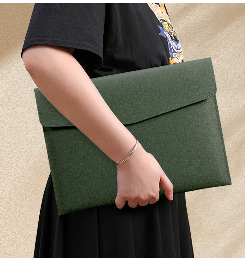 A4 Lichee Pattern Portfolio Envelope Case File Bags Document Holder with Snap Closure