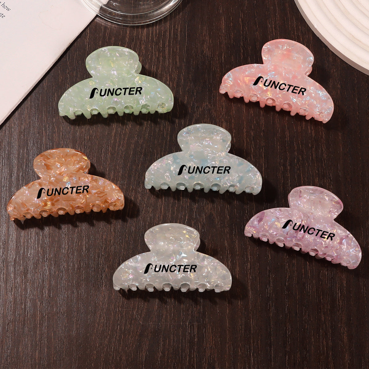 3.1" L Marble Hair Clips Medium Hair Claw Hair