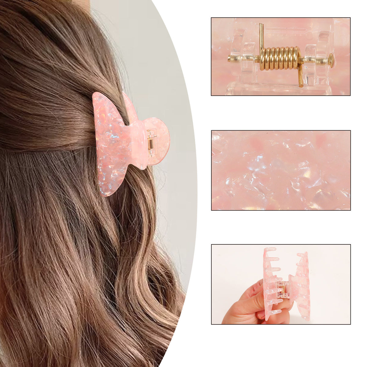 3.1" L Marble Hair Clips Medium Hair Claw Hair