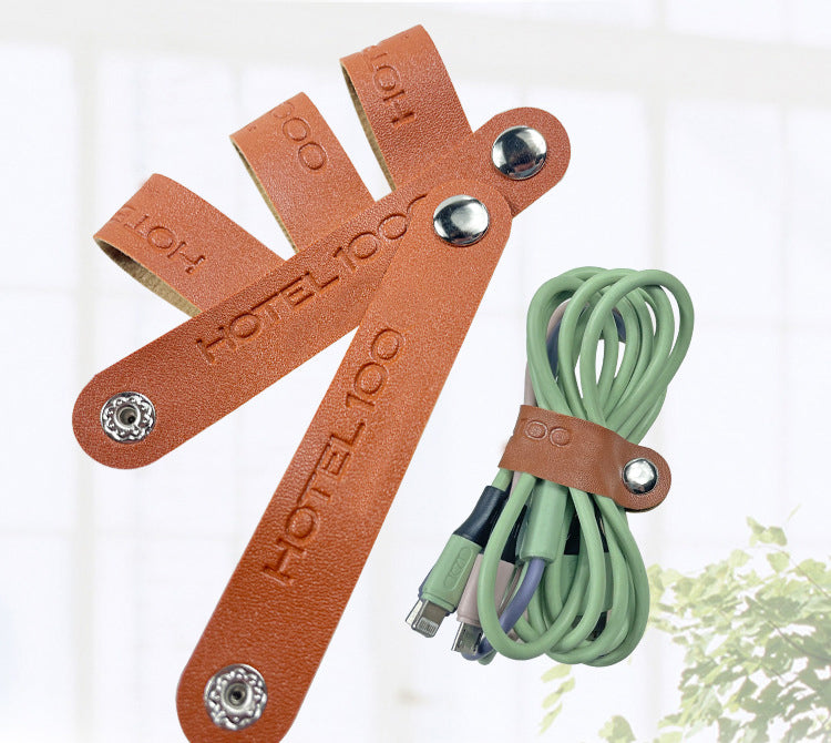 Portable PU Leather Charging Cable Organizer Multipurpose Electronic Product Cord Holder