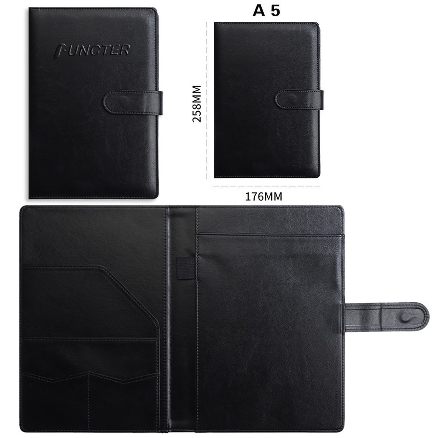Faux Leather Portfolio Folder Binder A5 Letter Size Notepad