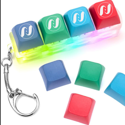 One Line Colorful LED Light Four Key Keyboard Fidget Toy Keyboard Clicker Keychain
