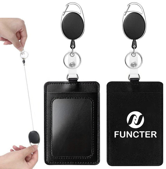 PU Leather Badge Holder With Heavy Duty Retractable Badge Reel