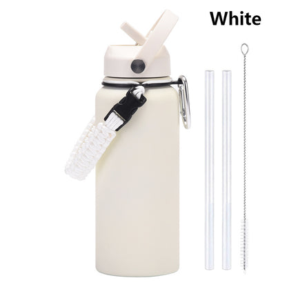 32oz Vacuum Insulated Water Bottle w/Straw Lid Paracord Handle Built-in Straw 1000ml Water Bottle
