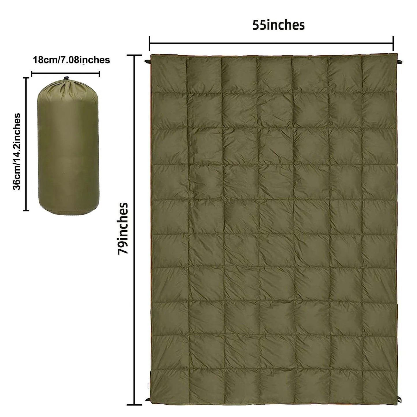 55 x 79" Down Puffy Blanket Camping Blanket Warm Outdoor Camping Quilt