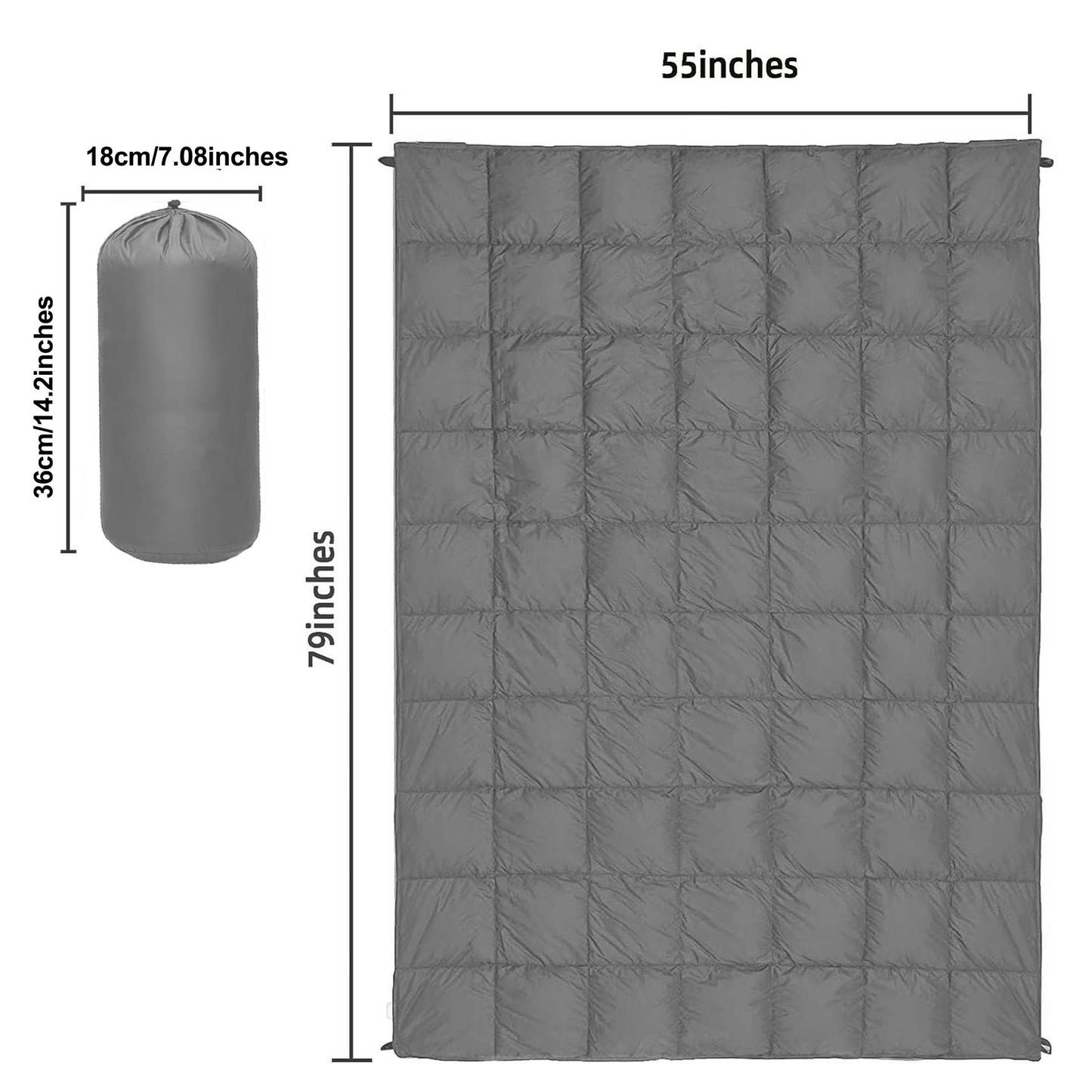 55 x 79" Down Puffy Blanket Camping Blanket Warm Outdoor Camping Quilt