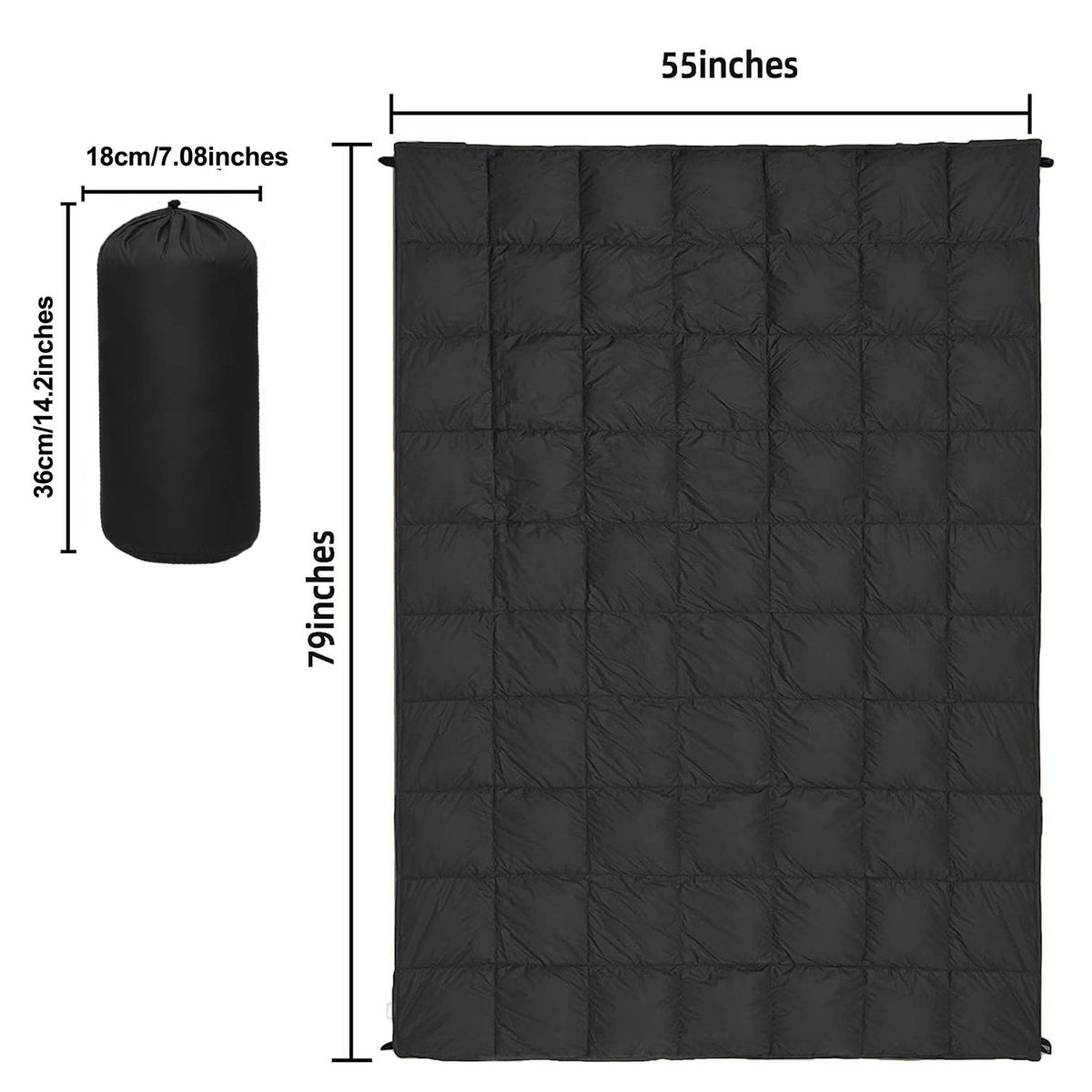 55 x 79" Down Puffy Blanket Camping Blanket Warm Outdoor Camping Quilt