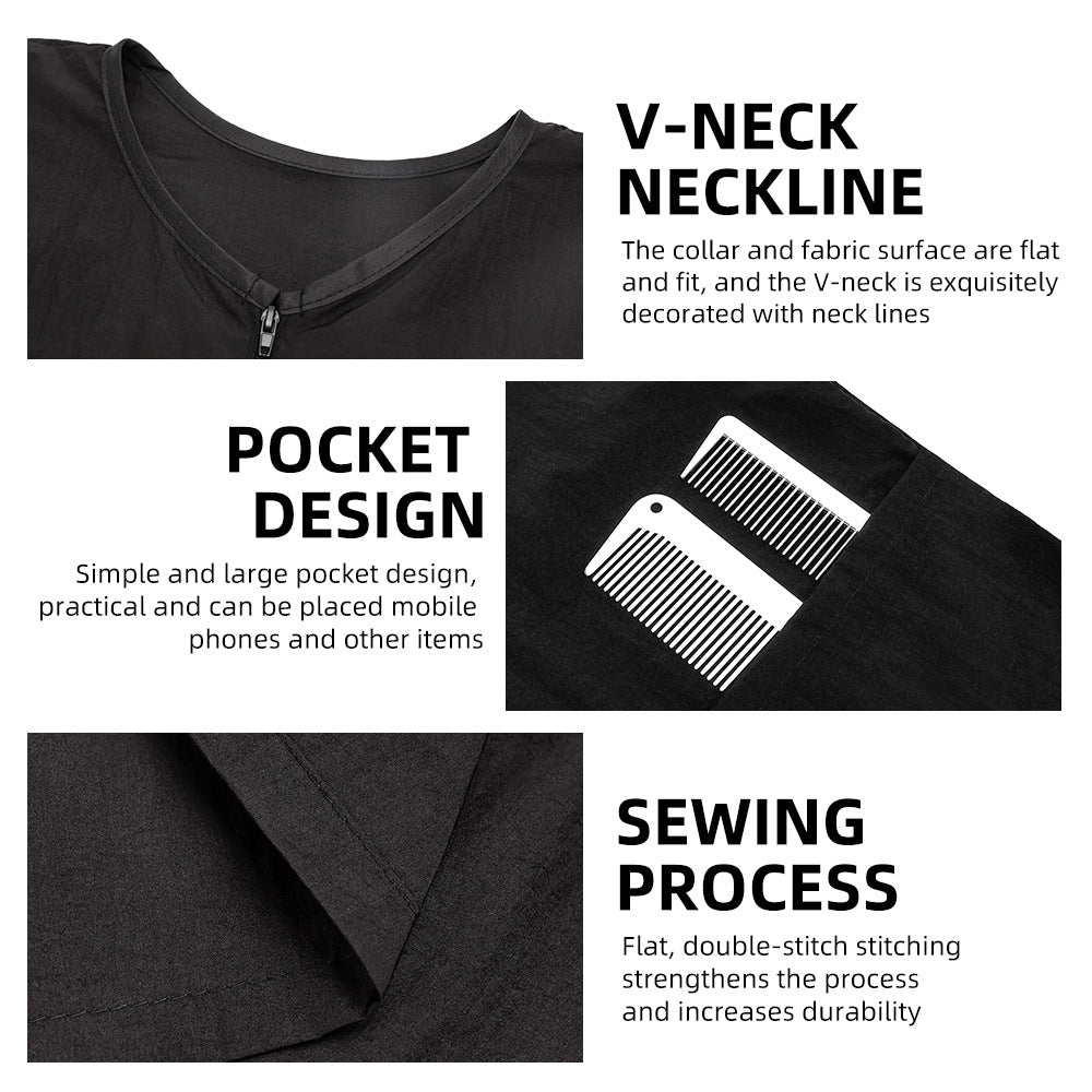 Salon Smock Professional Stylist Jacket Waterproof Haircut Cape Barber Apron V-Neck Style