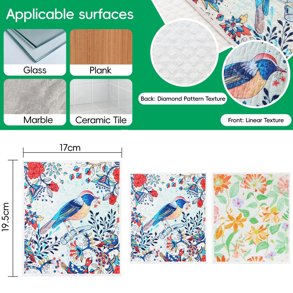 6.7" x 7.5" Custom Swedish Kitchen Cleaning Rag Kitchen Cloth