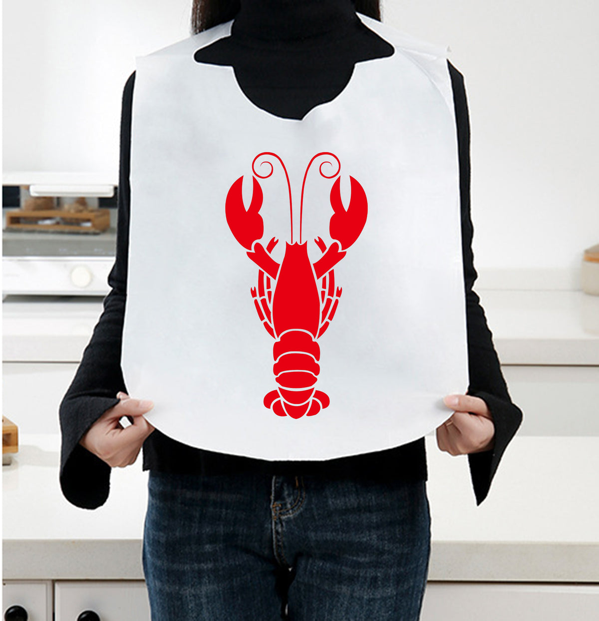 Disposable Adult Plastic Seafood Bibs Waterproof Apron 15" X 23"