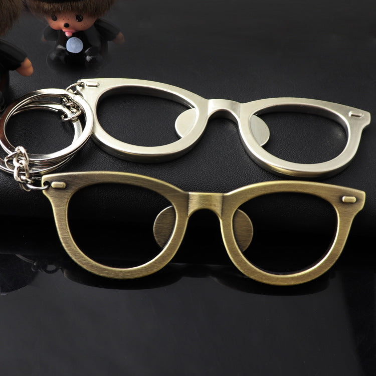 Eyeglass Shape Bottle Opener Keychain Key Ring