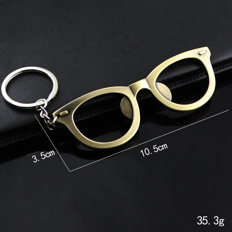 Eyeglass Shape Bottle Opener Keychain Key Ring
