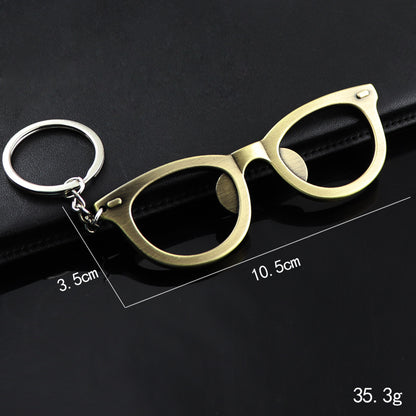 Eyeglass Shape Bottle Opener Keychain Key Ring