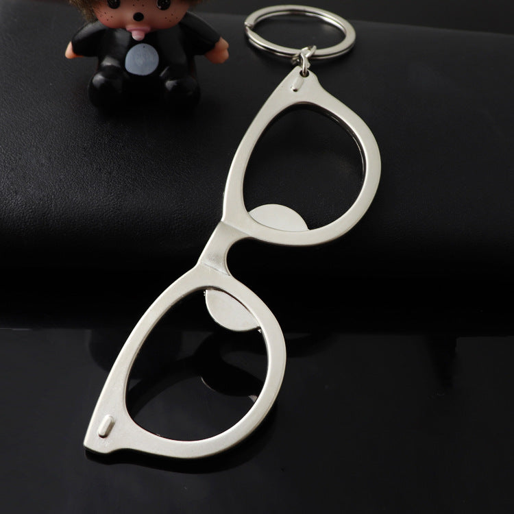 Eyeglass Shape Bottle Opener Keychain Key Ring