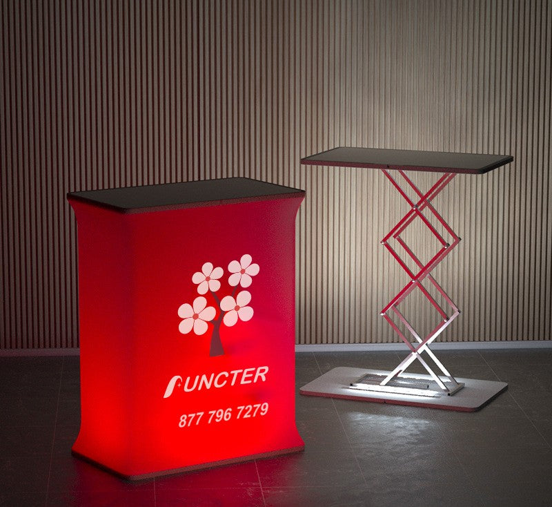 Rectangle Collapsible Portable Trade show Podium Table Exhibition Counter Stand Booth W/ Light Beads