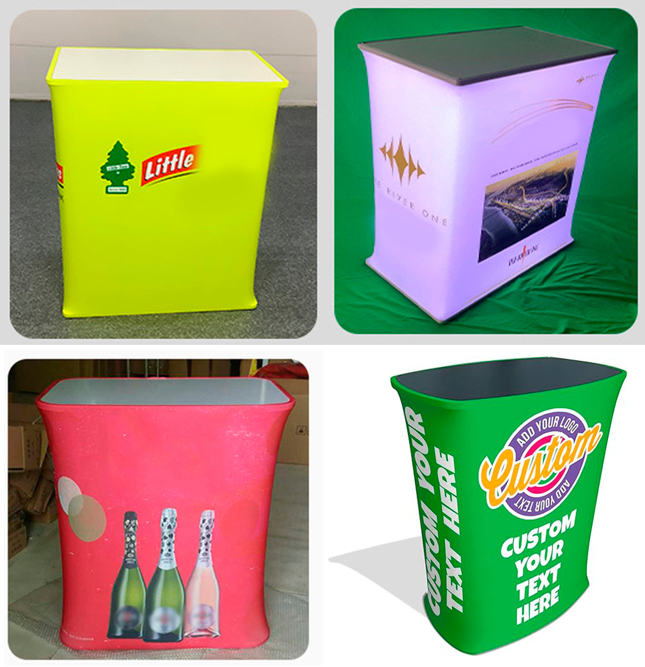 Rectangle Collapsible Portable Trade show Podium Table Exhibition Counter Stand Booth W/ Light Beads