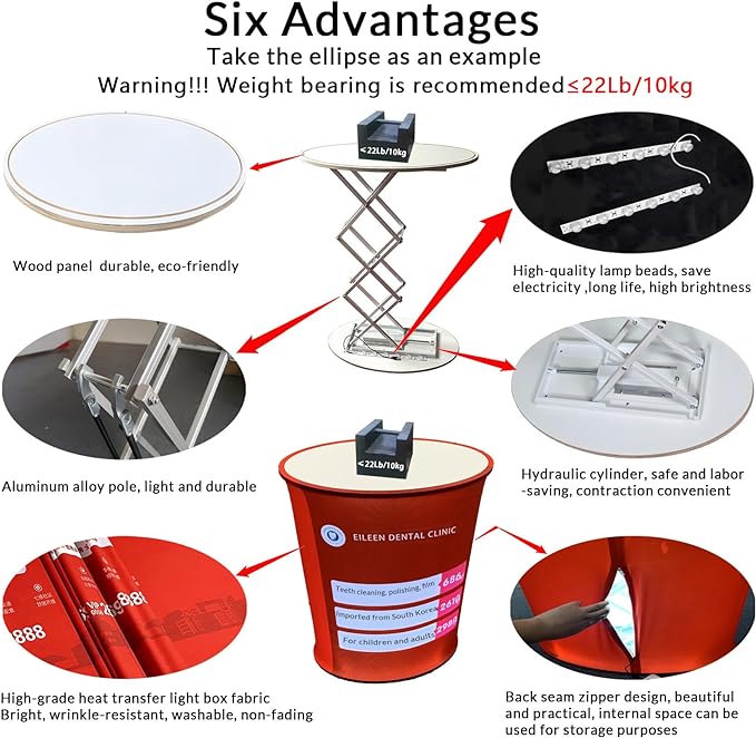 Rectangle Collapsible Portable Trade show Podium Table Exhibition Counter Stand Booth W/ Light Beads