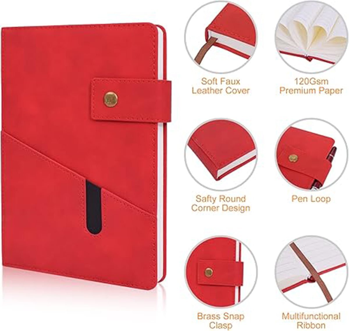 A5 Lined Leather Journal Notebook,Personalized Hardcover Journal Set with Pen & Gift Box