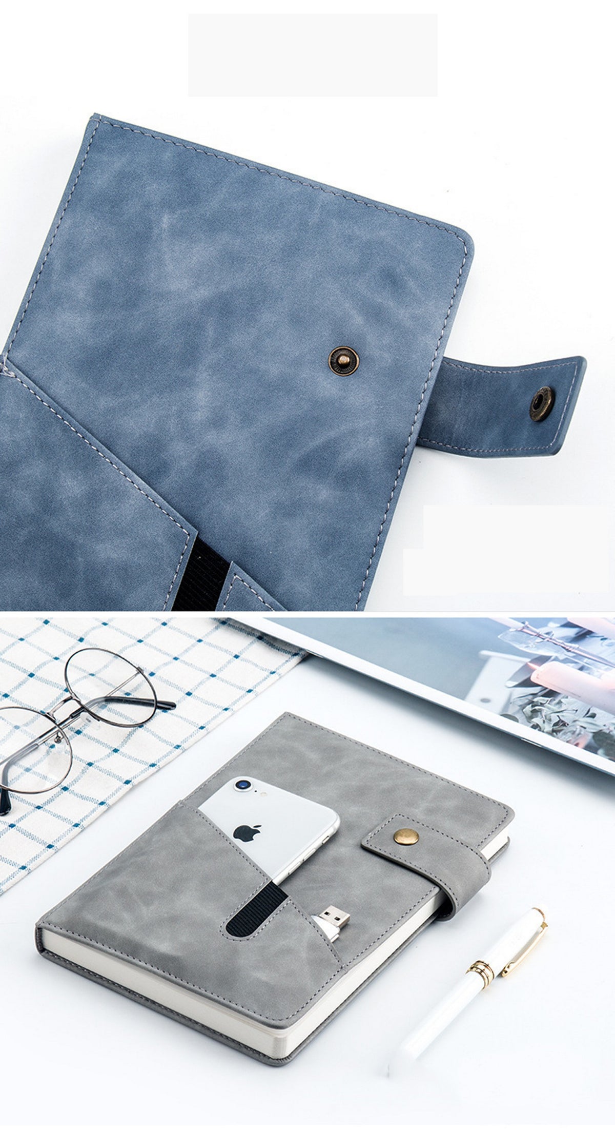 A5 Lined Leather Journal Notebook,Personalized Hardcover Journal Set with Pen & Gift Box