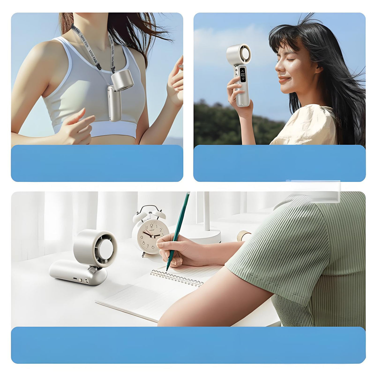 Freezy Personal Fan Refrigeration Fan Handheld Fan W/ 1-100 Stepless Adjusting & Battery Status