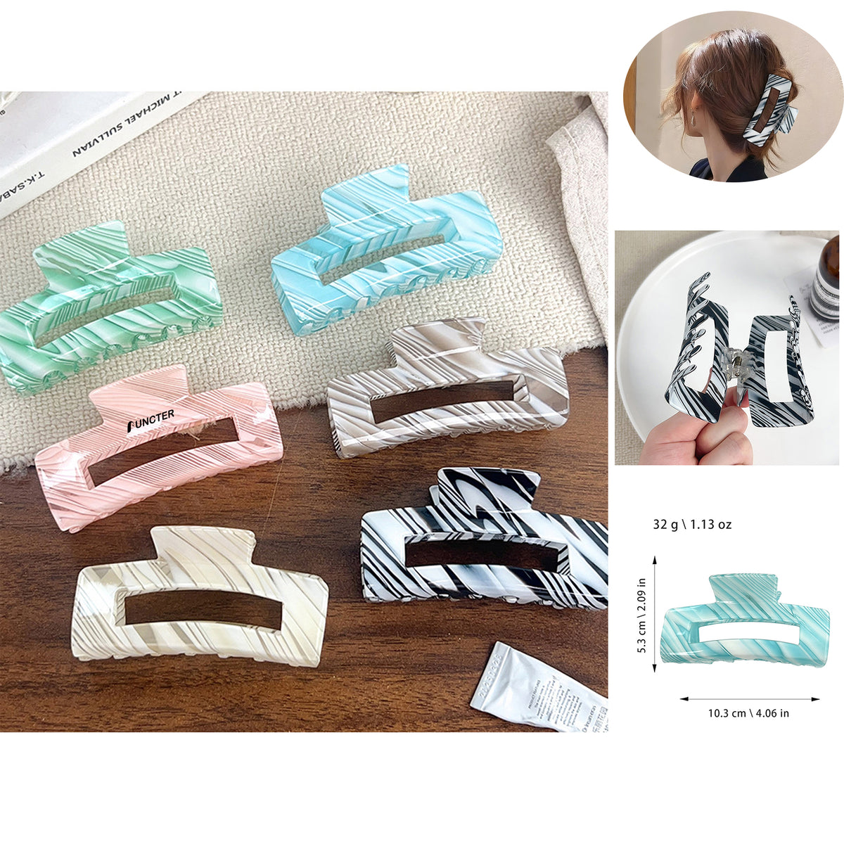 Large Rectangle Big Hair Claw Clips