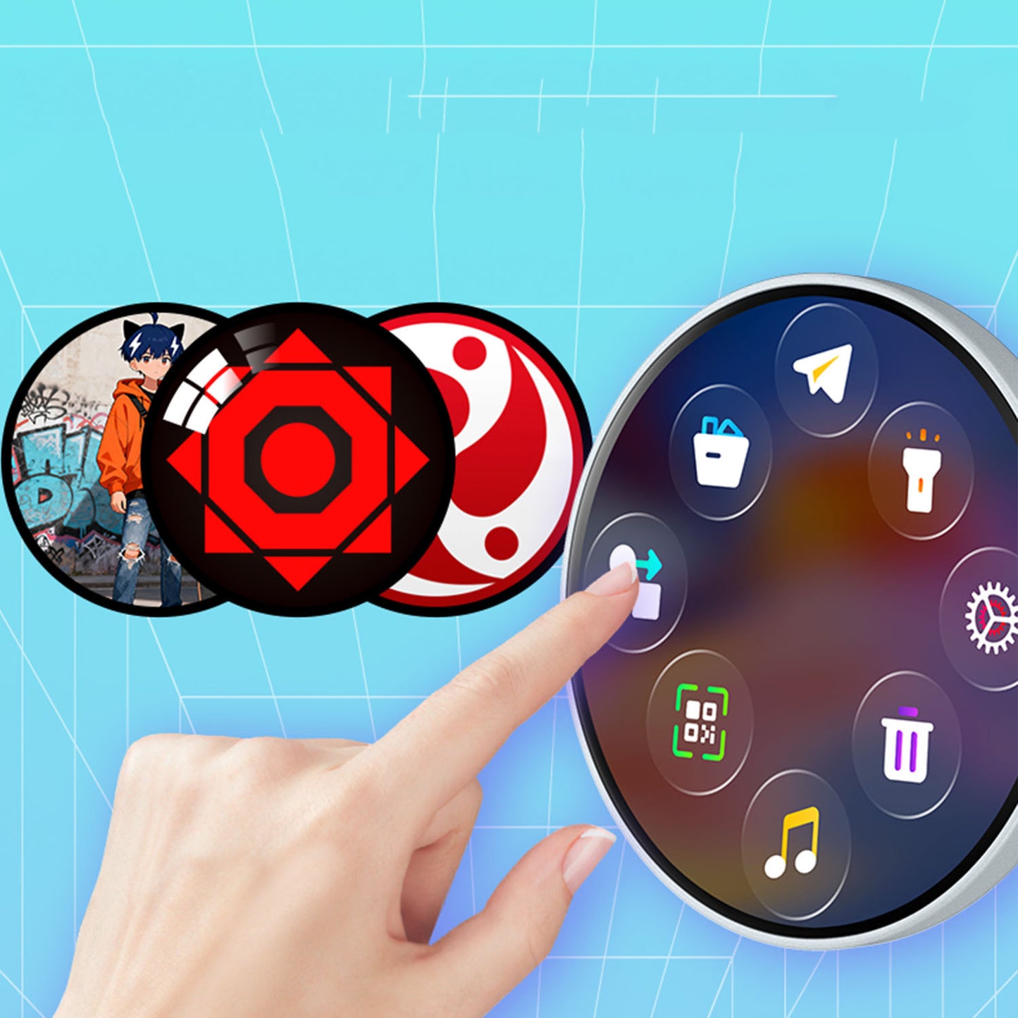 1.85" Round Shape Smart Digital Badge Pin with LED Screen Rechargeable Interactive E-Badge