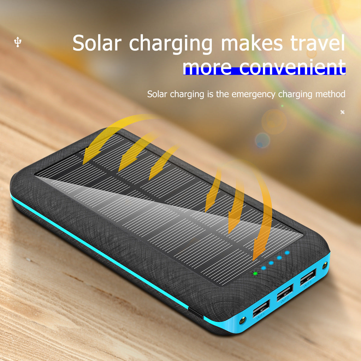 20000 mAh Solar Charger & Wireless Power Bank W/ LED Light