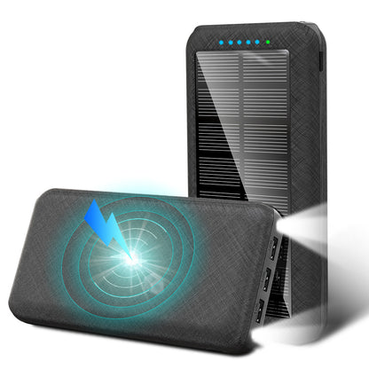 20000 mAh Solar Charger & Wireless Power Bank W/ LED Light