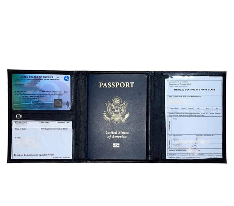 Genuine Leather Passport Wallet/Pilot Document Holder