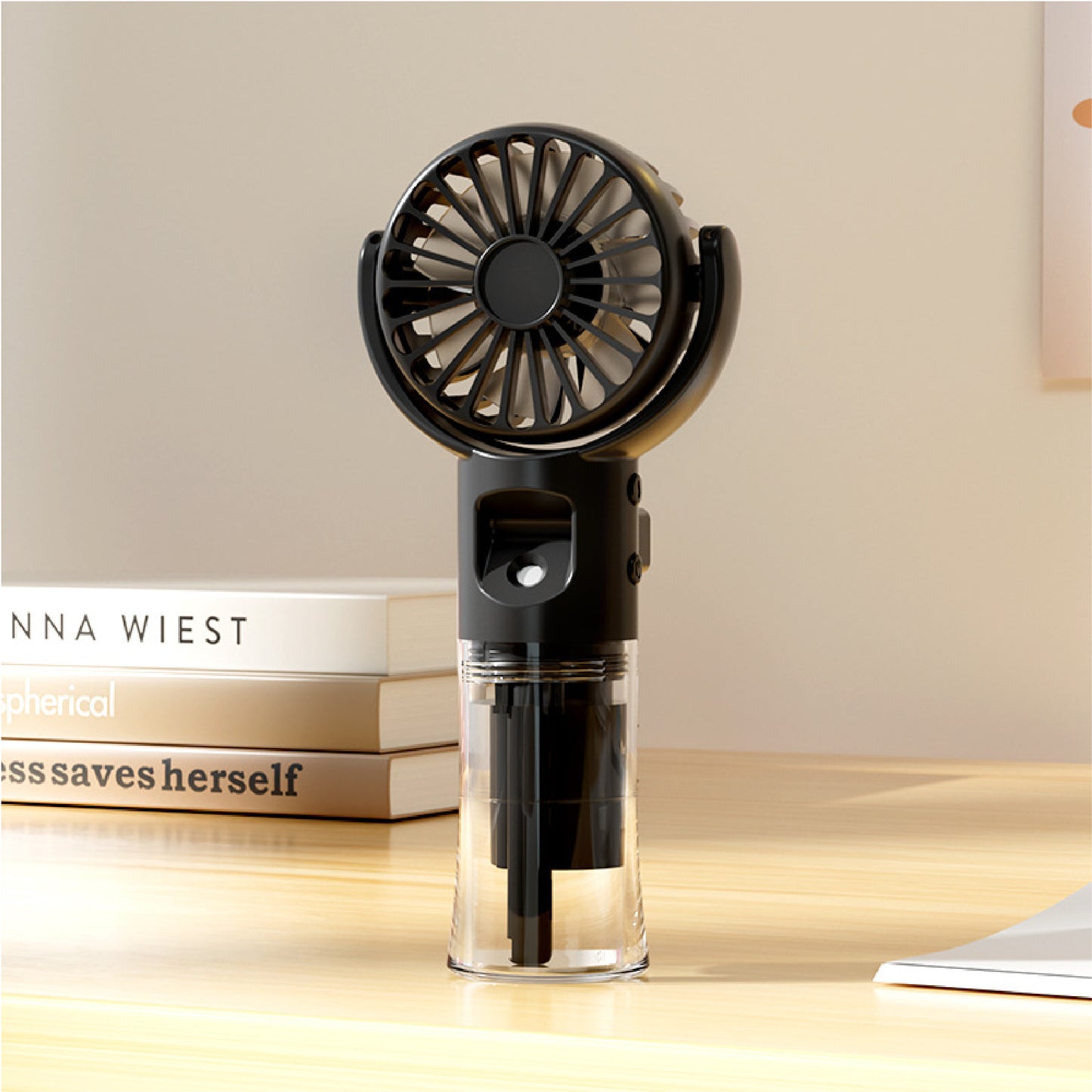 Portable Hand held Misting Fan, Small Personal USB Rechargeable Battery Spray Fan W/Water Tank