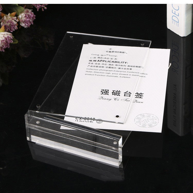 A5 Clear Acrylic Bar Tent Vertical Magnetic Sign Holder Table Menu Stand Double Sided Display