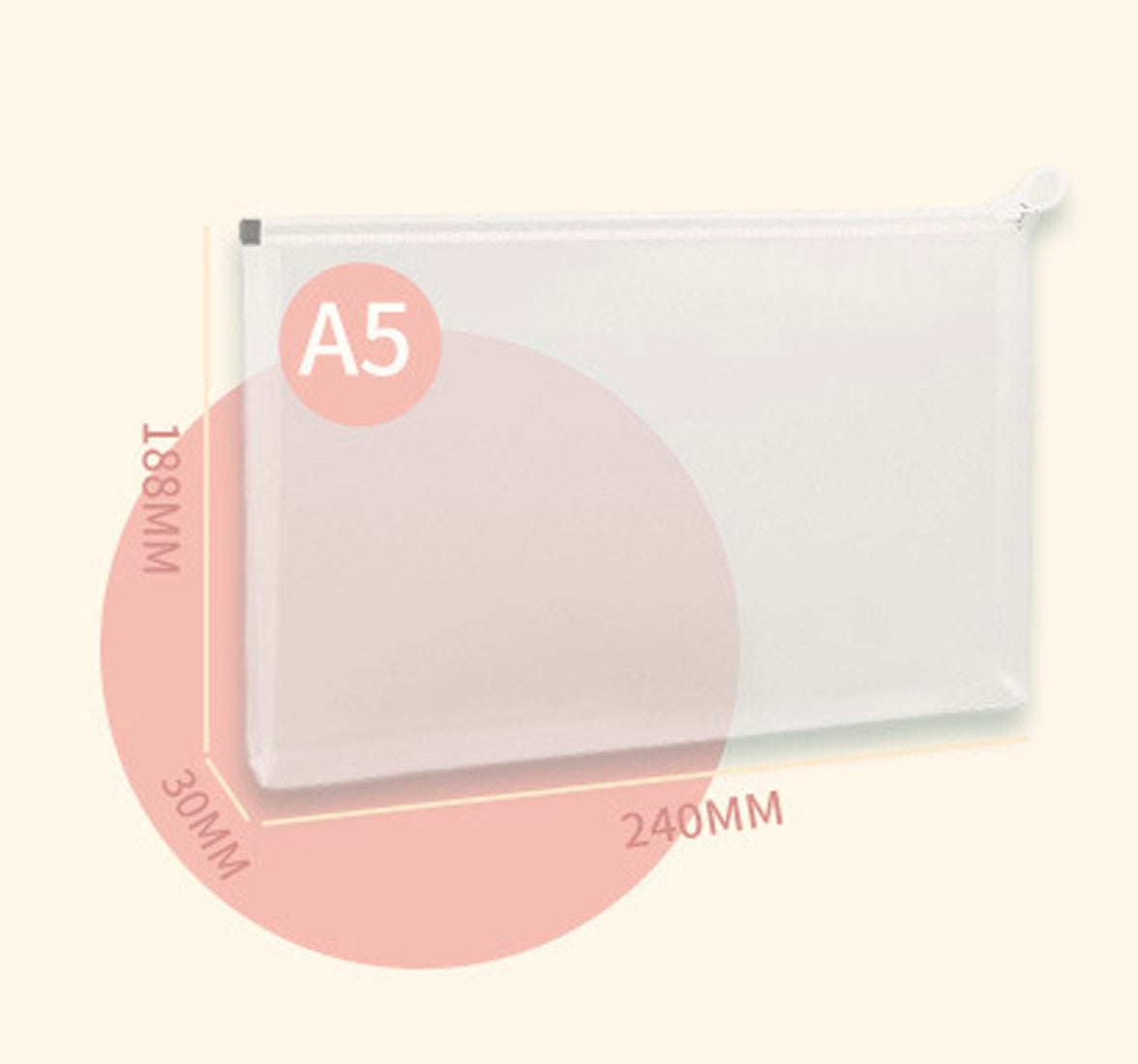Frosted Matt Zip Plastic Envelopes A5 Zipper Document Folder Letter File Folders Expanding Envelope