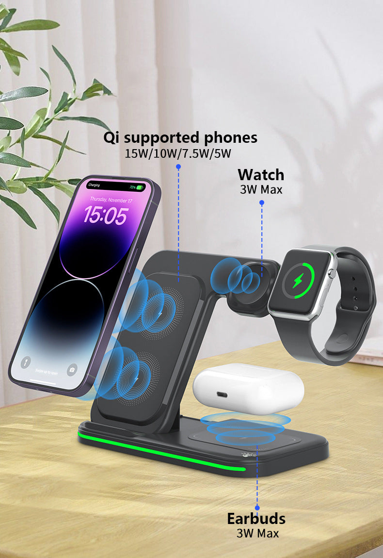 Magnetic 3" 1 Wireless Charging Station Wireless Charging Pad Travel Charger For Multiple Devices