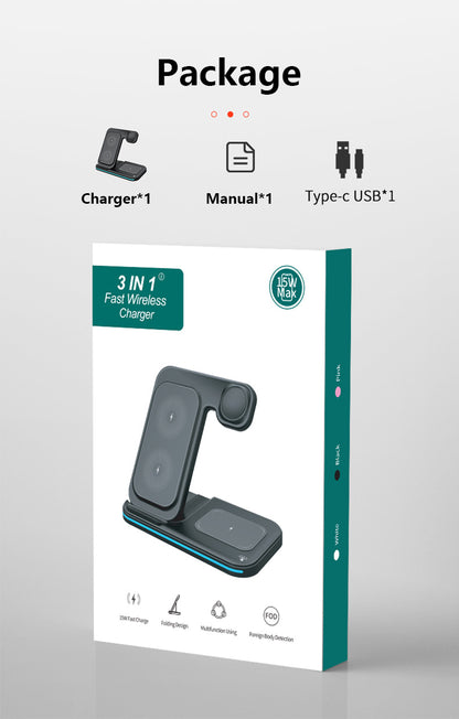 Magnetic 3" 1 Wireless Charging Station Wireless Charging Pad Travel Charger For Multiple Devices