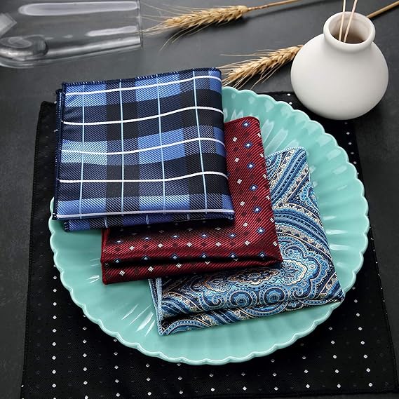 10x10" Pocket Squares for Men Mens Handkerchiefs for Wedding Business Banquet Suit Accessories