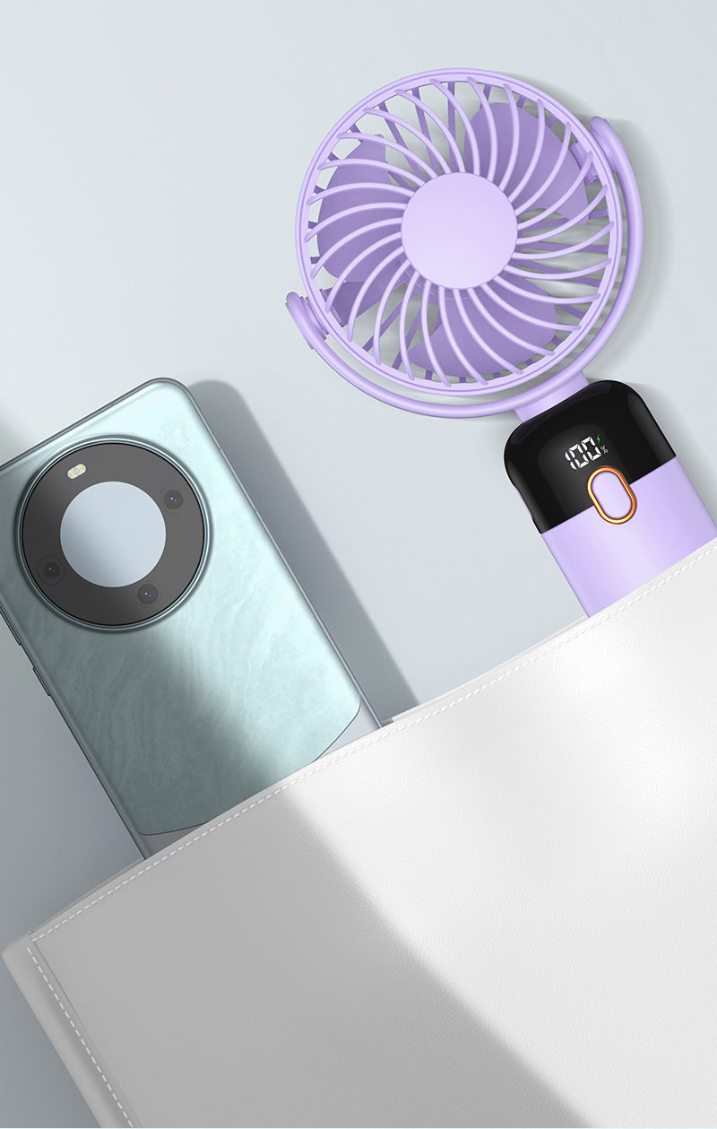 5000 mAh Portable Rotatable Fan Hand Held Small Personal Fan Neck Fan W/ Lanyard