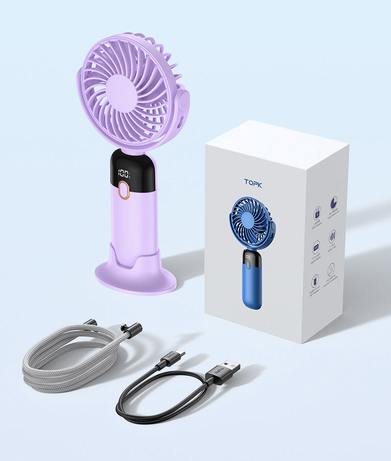 5000 mAh Portable Rotatable Fan Hand Held Small Personal Fan Neck Fan W/ Lanyard