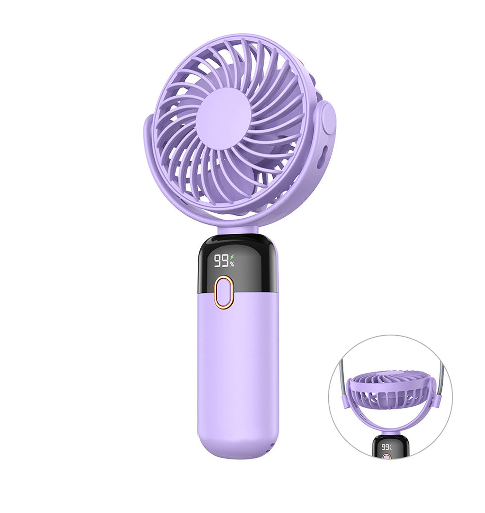 5000 mAh Portable Rotatable Fan Hand Held Small Personal Fan Neck Fan W/ Lanyard