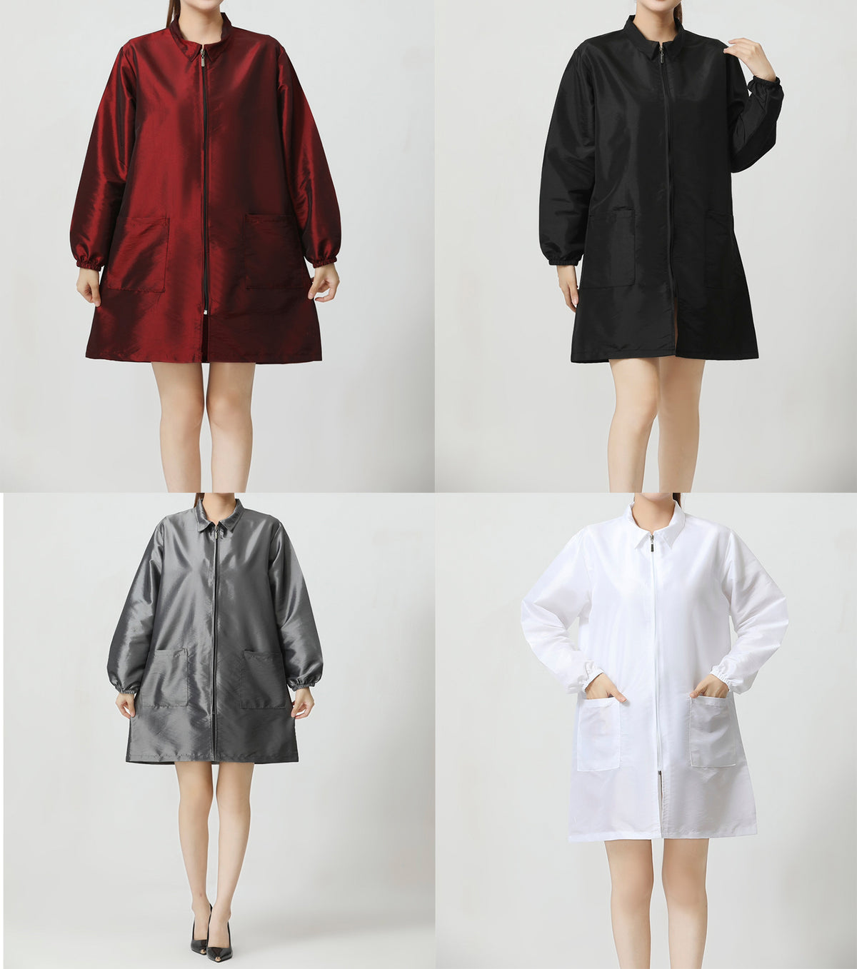 Salon Smock Professional Stylist Jacket Waterproof Haircut Cape Barber Apron-Lapel Style