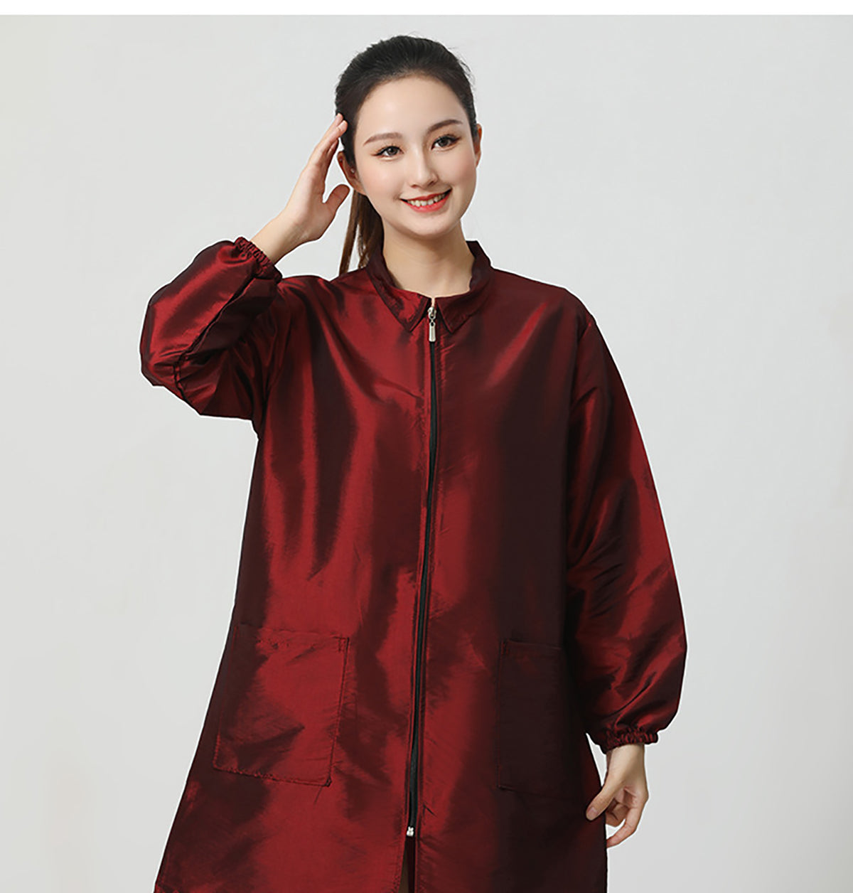 Salon Smock Professional Stylist Jacket Waterproof Haircut Cape Barber Apron-Lapel Style
