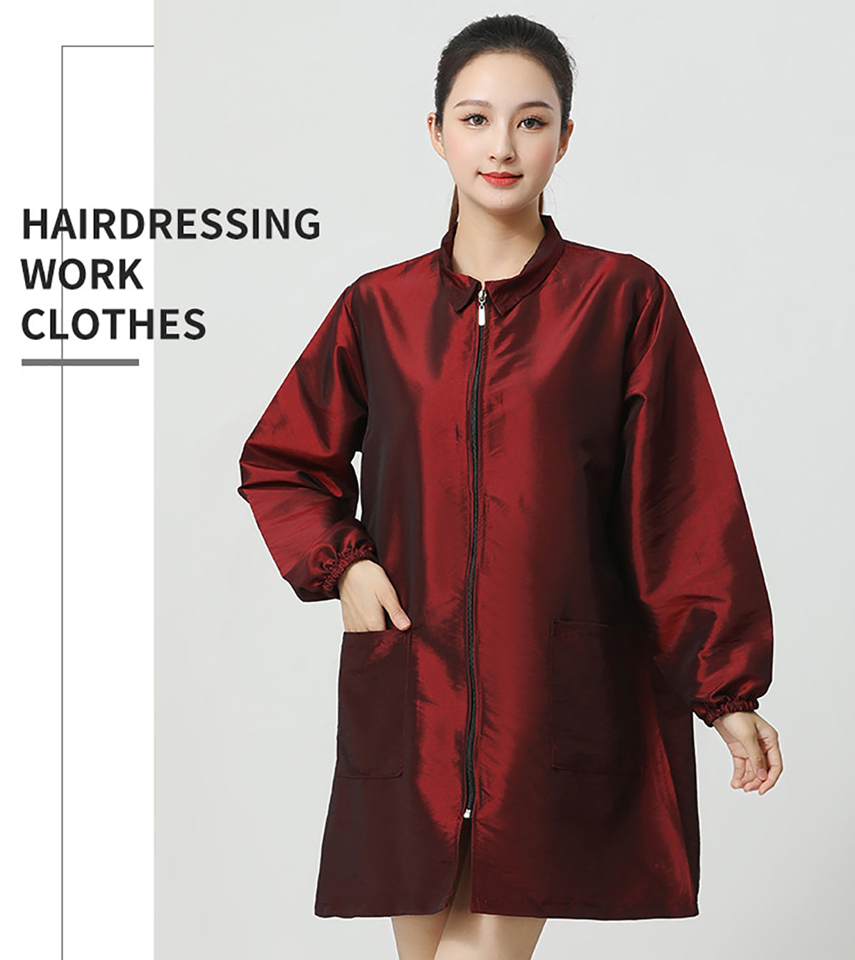 Salon Smock Professional Stylist Jacket Waterproof Haircut Cape Barber Apron-Lapel Style